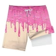 thumbnail image 1 of Xudanell Boys Shorts Double Layer Swim Shorts Printed Casual Shorts for Boys 8-9 Years Pink, 1 of 4