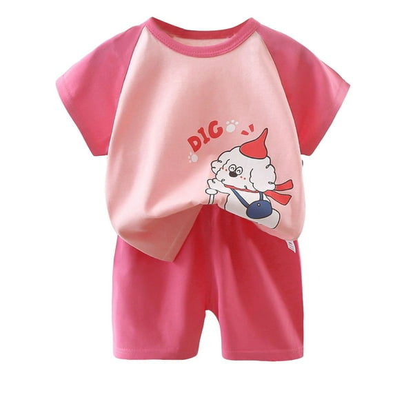 Xudanell Boys Shorts Set Baby Boy Clothes Outfits Baby Boys Girls Outfits Cartoon Print Short Sleeve Tops Printed Shorts 2PCS Clothes Set 12-18 Month Boy Clothes