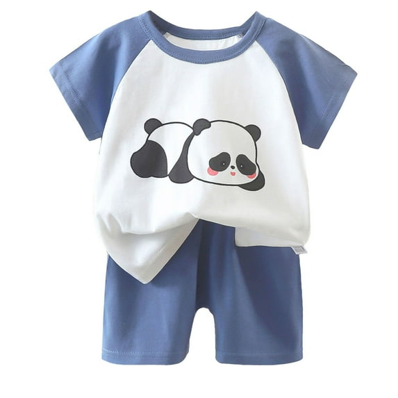 Xudanell Boys Shorts Set Baby Boy Clothes Outfits Baby Boys Girls Outfits Cartoon Print Short Sleeve Tops Printed Shorts 2PCS Clothes Set 12-18 Month Boy Clothes