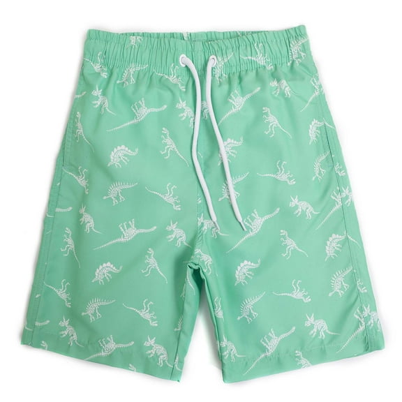 Xudanell Boys Shorts Stretch Swim Trunks Summer Palm Leaves Beach Board Shorts Light Green 14-16 Years
