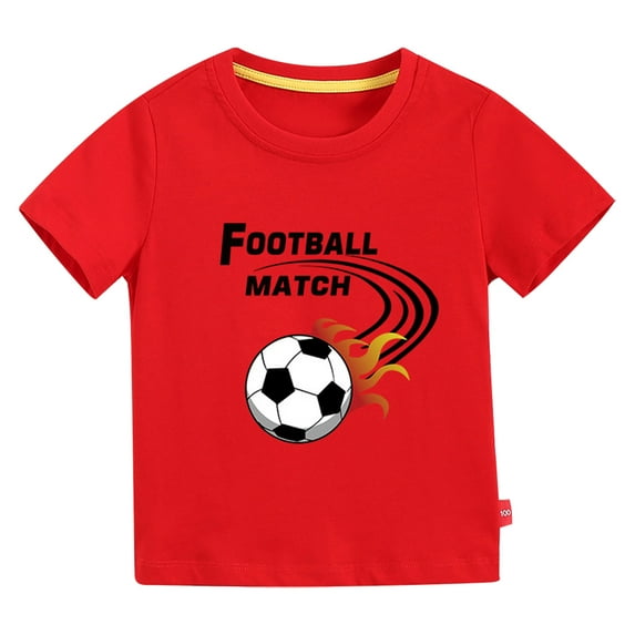 Xudanell Boys Soccer Shirt Cartoon Football Printed Short Sleeved Shirt Kids Sports Tshirt