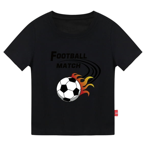 Xudanell Boys Soccer Shirt Cartoon Football Printed Short Sleeved Shirt Kids Sports Tshirt