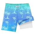 thumbnail image 1 of Xudanell Boys Sports Shorts Tree Print Gradient Swim Beach Shorts Pants Boys Swim Shorts 13-14 Years Blue, 1 of 4