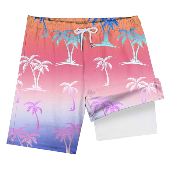 Xudanell Boys Sports Shorts Tree Print Gradient Swim Beach Shorts Pants Boys Swim Shorts 13-14 Years Purple