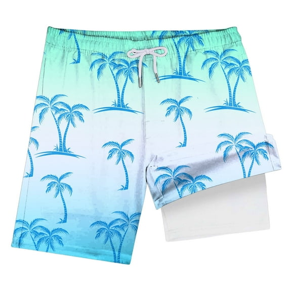 Xudanell Boys Sports Shorts Tree Print Gradient Swim Beach Shorts Pants Boys Swim Shorts 8-9 Years Mint Green