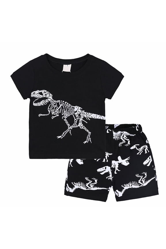 Boys Suit Dinosaur Print Travel Outfit Athletic Top Shorts Baby Boy Outfits 3t Kids Clothes