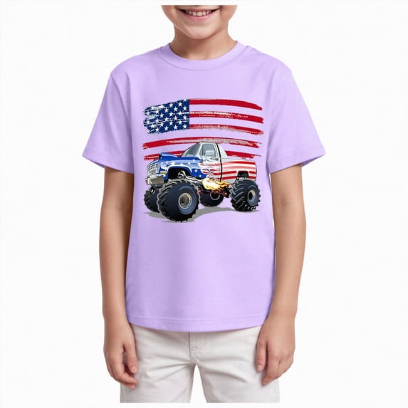 Xudanell Boys T Shirts 4th of July Graphic Breathable Short Sleeve Lightweight Kids Clothes Formal Stylish