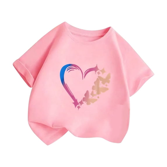 Xudanell Boys Tshirts Girl Mom Shirt Love Butterfly Printed Base Shirts for Girls Boys Hawaii Shirt Pink 7-8 Years