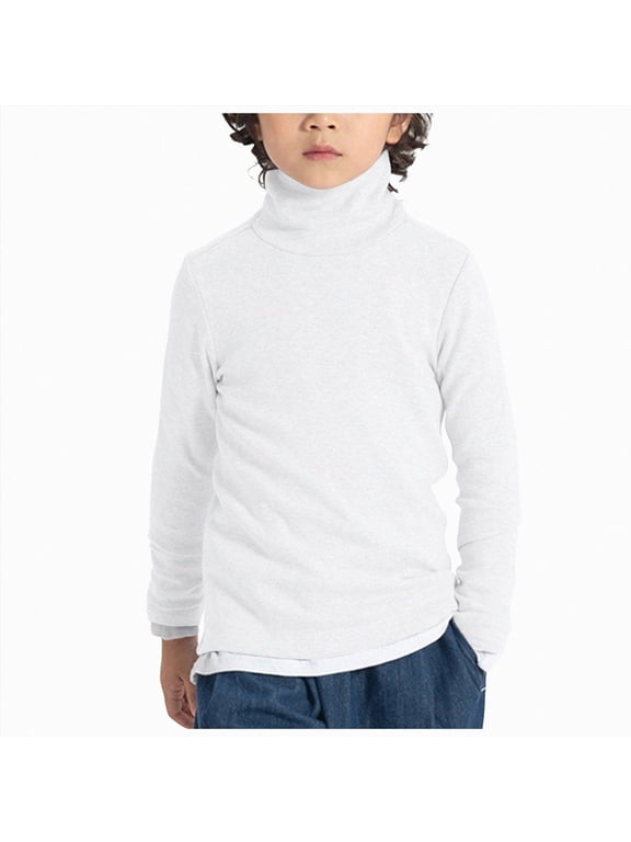 Boys Turtleneck Long Sleeve Thermal Turtle Neck Sweater for Kids 4T-16 Years Soft Warm Under Shirts (White,12-18 Months)