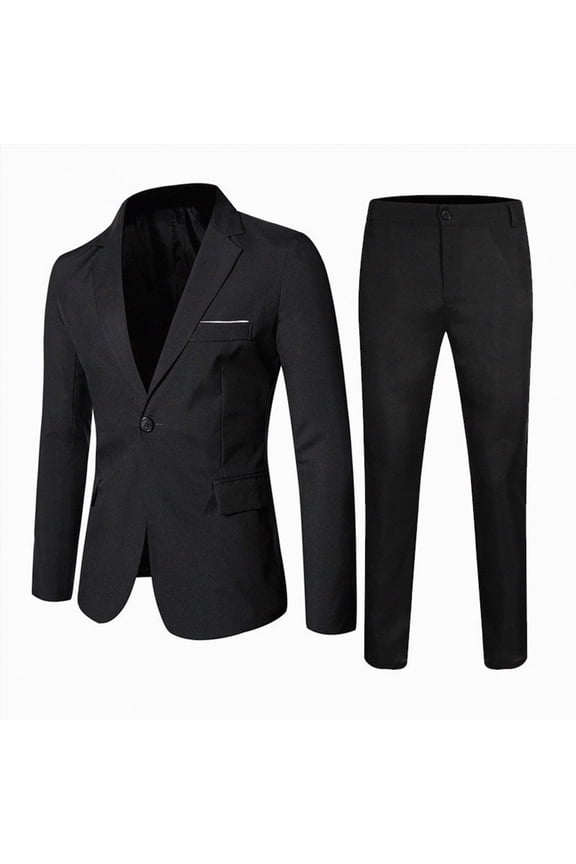 Boys Tuxedo Suit Slim Fit Formal Stylish Set 2 Pieces Outfits Blazer Jackets and Pants for Kids Prom Wedding Clothes (Black, 17-18 Years)