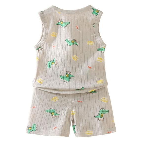 Xudanell Boys Two Piece Outfit Sleeveless Cute Tank Top Cool Set Boys Vacation Outfits