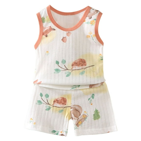 Xudanell Boys Two Piece Outfit Sleeveless Cute Tank Top Cool Set Boys Vacation Outfits