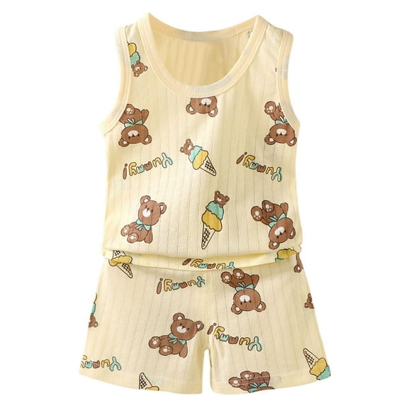 Xudanell Boys Two Piece Outfit Sleeveless Cute Tank Top Cool Set Boys Vacation Outfits