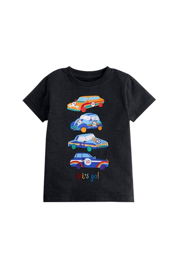 Boys Uniform Shirts Colorful Car Printed Short Sleeves Little Boy School Short Sleeved