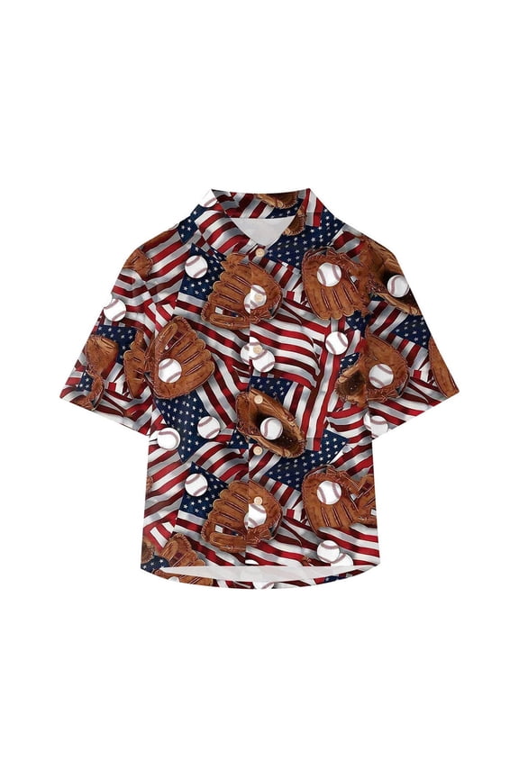 Boys Vacation Shirt Cute Baby Button Shirt for Boys Print Short Sleeve 13-14Y