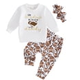 thumbnail image 1 of Xudanell Boys Winter Outfits Winter Football Outfit 12-18 Month Boy Clothes Letter Rugby Printed Tracksuit Set White 6-12 Months, 1 of 4