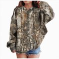 thumbnail image 1 of Xudanell Camo Hoodie Kids Cute Hoodies Maple Leaf Print Oversized Drop Shoulder Fleece Hooded Sweatshirt Pullover With Pocket Brown,Size 10-11 Years, 1 of 7