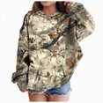 thumbnail image 1 of Xudanell Camo Hoodie Kids Cute Hoodies Maple Leaf Print Oversized Drop Shoulder Fleece Hooded Sweatshirt Pullover With Pocket Gold,Size 3-4 Years, 1 of 7