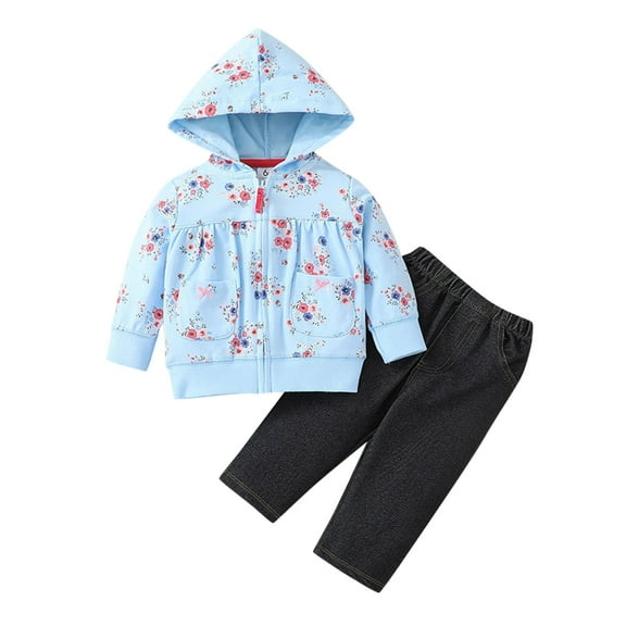 Xudanell Child 12 Month Boy Clothes Toddler Patchwork Coat Jacket Pants Set Baby Boy Outfits Streetwear Blue 9-12 Months