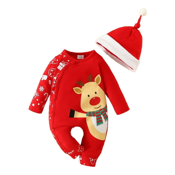 Xudanell Christmas Baby Outfits Boy Cute Deer Snowflake Christmas Pants Warm Outfits 12-18 Month Boy Clothes Outwear