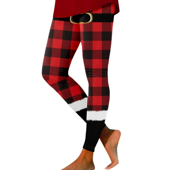 Xudanell Christmas Leggings for Women Women's Christmas Leggings Tights Printed Yoga Pants (Red,XL)