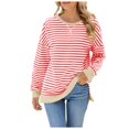 thumbnail image 1 of Xudanell Crew Neck Sweatshirts Women, Solid Color Long Sleeve Drop Shoulder Sweatshirt Pullover Relaxed Fit Tops (Red,XXL), 1 of 8