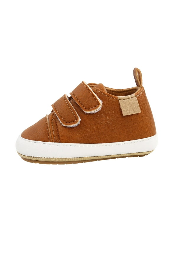 Cute Shoes for Baby Toddler Girls Boys Walkers Shoes Sneaker Leather Soft Anti- Rubber Sole Brown