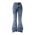 thumbnail image 1 of Xudanell Denim Pants for Girls High Waisted Pants Star Patchwork Denim Trousers Jeans for Girls Blue 11-12 Years, 1 of 8