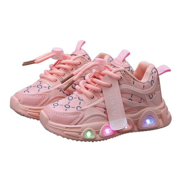 Xudanell Dress Shoes for Boys Mesh Patterned Lace up Shoes Toddler Sneakers Size 7 Pink