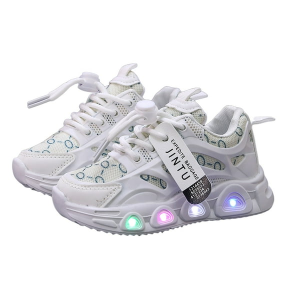 Xudanell Dress Shoes for Boys Mesh Patterned Lace up Shoes Toddler Sneakers Size 7 White
