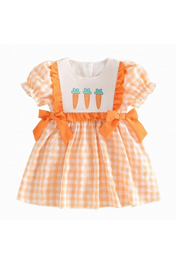 Easter Dresses for Girls Toddler Smocked Baby Girl Dress Graphic Print Sweet Holiday Clothes Chic
