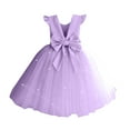 thumbnail image 1 of Xudanell Flower Girls Dress Wedding Satin Dresses Princess Birthday Party Prom Ball Gown (Light Purple, 18-24 Months), 1 of 4