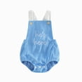 thumbnail image 1 of Xudanell Girl Summer Clothes Aunties Bestie/Daddys Girl Embroidery Romper Backless Bodysuit Corduroy Overalls(Blue, 12-18 Months), 1 of 7