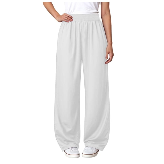 Xudanell Girl's Sweatpants Drawstring Waist Wide Leg Pants Casual Athletic Trousers Baggy Workout Summer Pants for 5-6 Years