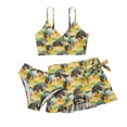 thumbnail image 1 of Xudanell Girls 3 Pieces Bikini Set Floral Print Wrap Swimsuit Drawstring Beach Skirt Cute Ruched Bathing Suit (Yellow, 13-14 Years), 1 of 4