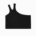 thumbnail image 1 of Xudanell Girls Athletic Shirts One Shoulder Racerback Crop Sleeveless Toddler Kids Top for Ballet Gymnastics Activewear Black 18-24 Months, 1 of 6