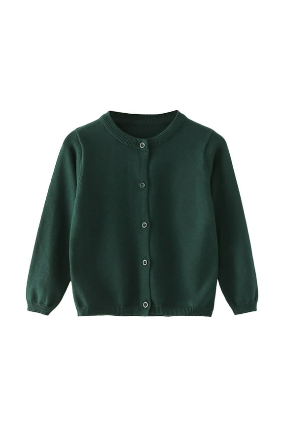 Girls Button up Cardigan Jackets Kids Long Sleeve Cable Knit Sweaters Sweaters for Little Girls (Dark Green,12-18 M)