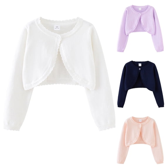 Xudanell Girls Cardigan Sweater Toddler Long Sleeve One Button Bolero Shrug