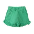 thumbnail image 1 of Xudanell Girls Denim Shorts Candy Color Summer Shorts External Wear Thin Toddler Girl Jean Shorts Green 6-7 Years, 1 of 5