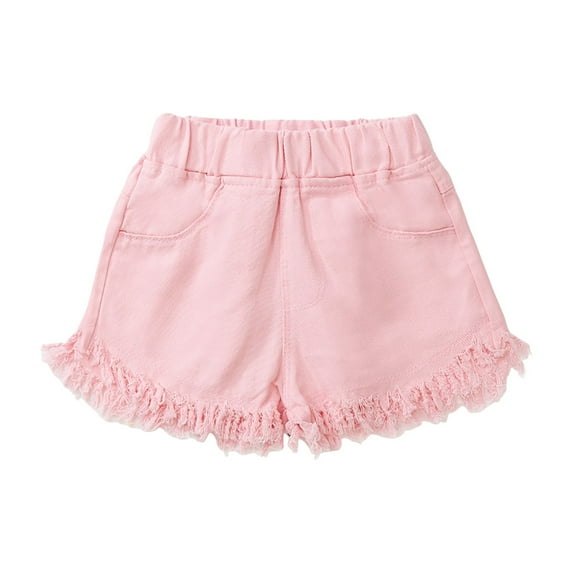 Xudanell Girls Denim Shorts Candy Color Summer Shorts External Wear Thin Toddler Girl Jean Shorts Pink 4-5 Years