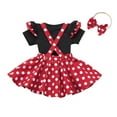 thumbnail image 1 of Xudanell Girls Dresses TShirt Outfits Headband Polka Suspender Dot Dresses for Girls Red 6-12 Months, 1 of 9