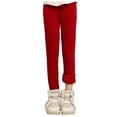 thumbnail image 1 of Xudanell Girls' Fleece Lined Leggings Cotton Kids Thick Warm Pants 2-13 Years (Red, 7-8 Years), 1 of 6