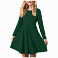 thumbnail image 1 of Xudanell Girls Long Sleeve Dress Kids Solid Color T Shirt Dress a Line Slim Fit Everyday Clothes 3-18 Years, 1 of 8
