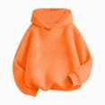 thumbnail image 1 of Xudanell Girls Oversized Hoodies 5-16 Years Basic Solid Pullover Hooded Sweatshirts Casual Y2K Outfits Fall Winter Clothes (2-3Y, Orange), 1 of 3