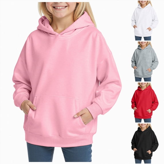 Xudanell Girls Oversized Hoodies Fleece Pullover Sweatshirts Kids Fashion Casual Outfits Fall Winter Clothes(Light Gray,13-14 Years)