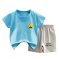 thumbnail image 1 of Xudanell Girls Pajamas Short Sleeve Toddler Girls Summer Short Sets Sleepwear Clothes Kids Pajamas (Sky Blue, 5-6 Years), 1 of 4