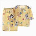 thumbnail image 1 of Xudanell Girls Pajamas Summer Short Sets Mermaid Sleepwear Cotton Toddler Pjs Clothes (18-24 Months,Yellow), 1 of 4