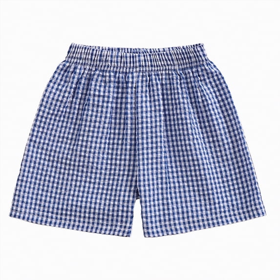Xudanell Girls Shorts Elastic Waist Summer Gingham Shorts Baby Girl Clothes Solid Color Pants
