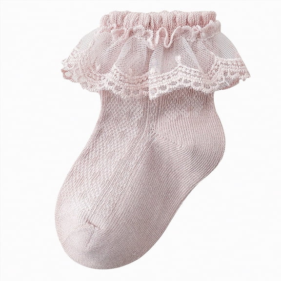 Xudanell Girls Socks Cotton Baby Socks Lace Elastic Ruffle Socks for Girls Mid Calf Spring Toddler Socks