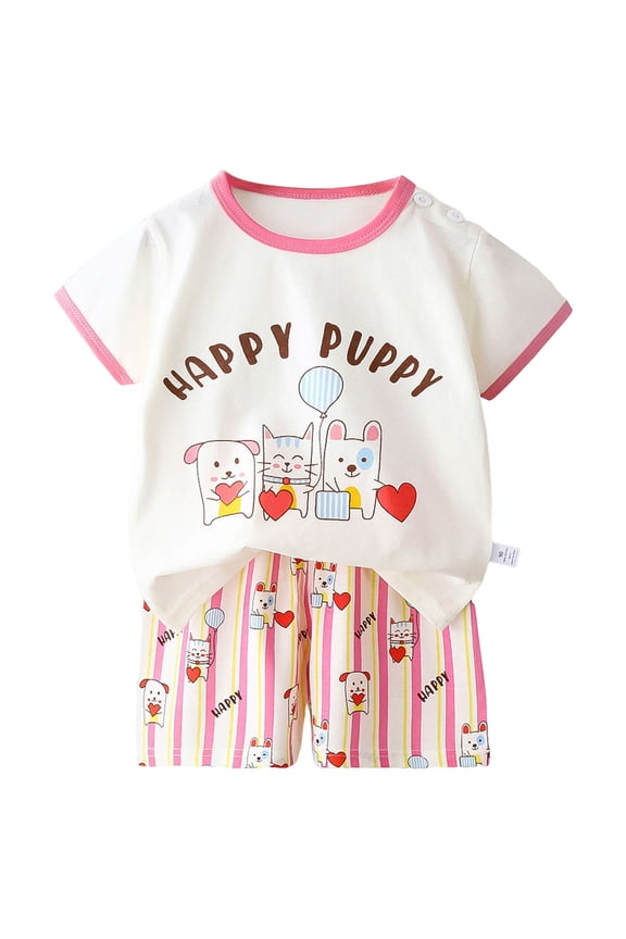 Girls Summer Outfits Size 4-14 Years Graphic Print T-Shirts and Biker Shorts 2 Piece Outfit Kids Cute Clothing Sets (White, 5-6 Years)